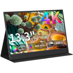 KEEPTIME ���o�C�����j�^�[ 13.3�C���` 4K ���o�C���f�B�X�v���C 3840x2400P UHD 100%sRGB�L�F�� ���P�x400Nits ���^ �y�� VESA�Ή� �ی�J�o�[�t�� USB Type-C �~�jHDMI