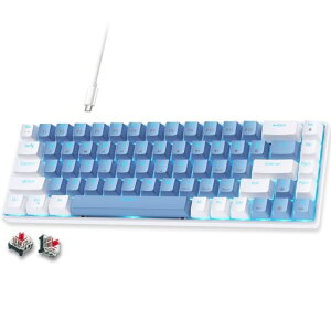 Abucow 65%���J�j�J���Q�[�~���O�L�[�{�[�h �Ԏ� �L���R���p�N�g�L�[�{�[�h �u���[LED�o�b�N���C�g�t�� �����\�ȃz���C�g�E�u���[�L�[�L���b�v Windows/Mac�Ή�