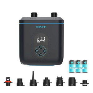TOPUMP TPS260 �[�d�� SUP �|���v 20PSI �T�b�v ��C���� �d�� �I�[�g�I�t�@�\ ��i�K�c��&���k Type-C�Ή� �p�h���{�[�h/�J���b�N/�E�B���O&�J�C�g/�e���g/�{�[�g/�}�b�g���X�p