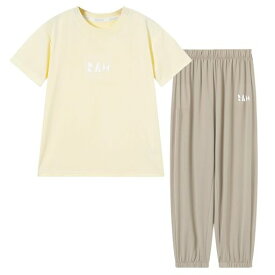 [Enfants Chéris] キッズ 半袖tシャツ+半ズボン 男の子 女の子 ハーフパンツ 吸汗速乾 薄手 軽量 スポーツウエア 夏服 超柔軟 上下セットアップ2点 子供服 運動 ジュニア カジュアル 黄色160