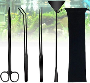 Odowalker水草トリミング水草ハサミ4点セットアクアリウムトリミングアクアリウム水草トリミング水槽ピンセットハサミピンセットサンドフラッターアクアリウムトリミング収納バッグ付き