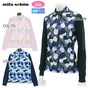 ミラショーン milaschon 7344173210 レディース 長袖 ハーフジップシャツ ゴルフウェアスポーツウェア 春夏秋