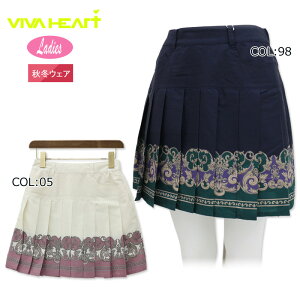 ビバハート VIVA HEART 012-72942 レディース スカート プリーツ ロカイユ柄 ストレッチ ゴルフウェア スポーツウェア 春夏秋