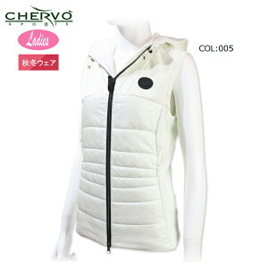 シェルボ CHERVO 032-49071 レディース ベスト 中綿 撥水 軽量 フード付き ゴルフウェア スポーツウェア 秋冬
