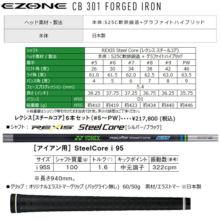 楽天市場】ヨネックス(YONEX) イーゾーン CB301 フォージド アイアン 6 