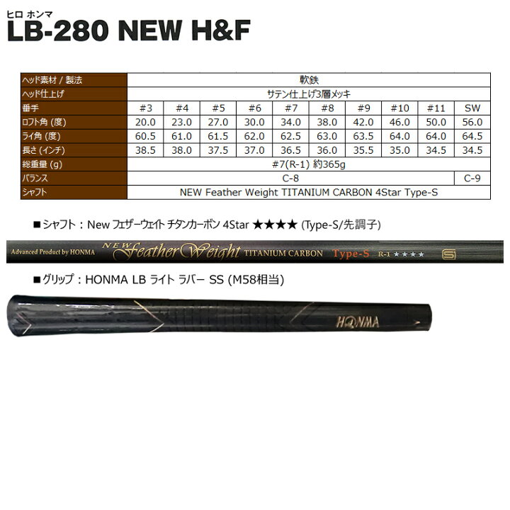 楽天市場】【訳あり】本間ゴルフ(ホンマ/HONMA) ヒロホンマ LB-280 NEW 