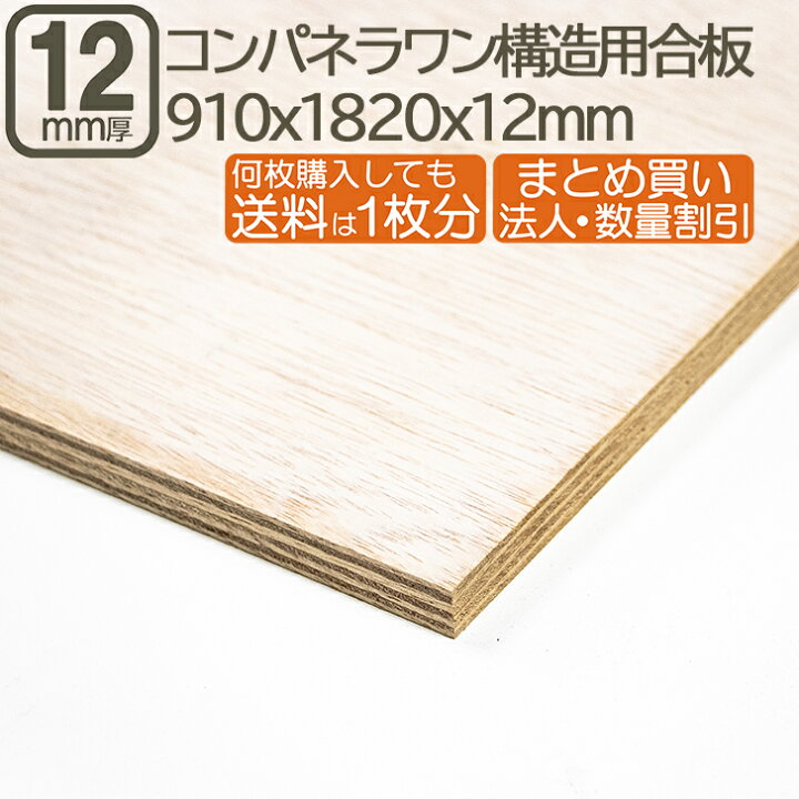 楽天市場】コンパネ・ラワン構造合板 12mm 耐水 ベニヤ板 