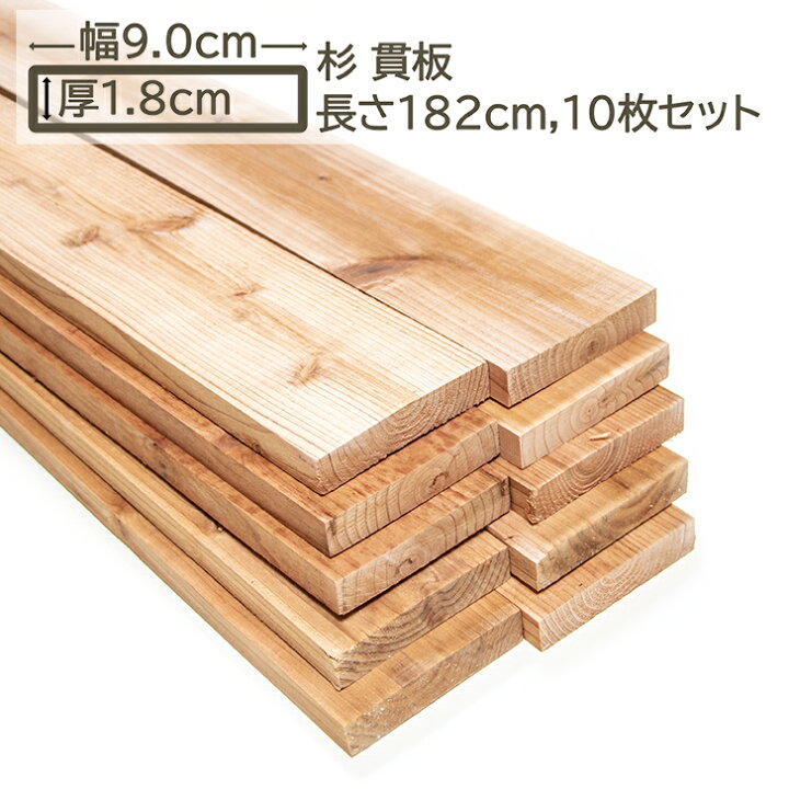 楽天市場】国産杉 貫板 9x1.8x182cm 10枚セット スギ 90x18x1820mm 