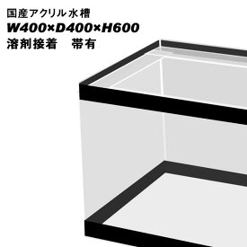 国産アクリル水槽W400×D400×H600/板厚：周囲10mm底面8mm　溶剤接着　帯有り【同梱不可】