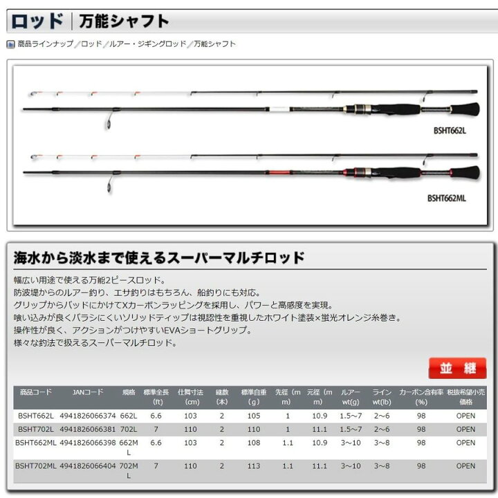 楽天市場 在有即配送料無料 Ogk 大阪漁具 万能シャフト 702l サーフルアーロッド ライトジギングロッド 万能ルアーロッド フィッシャーマンズワーフ