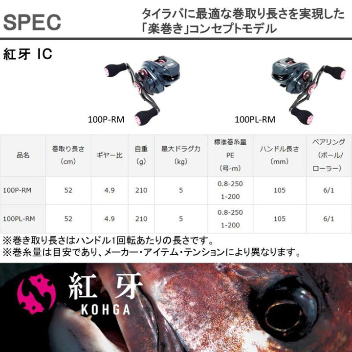 楽天市場】ダイワ（DAIWA） 紅牙 コウガ IC 100P−RM (ベイト 