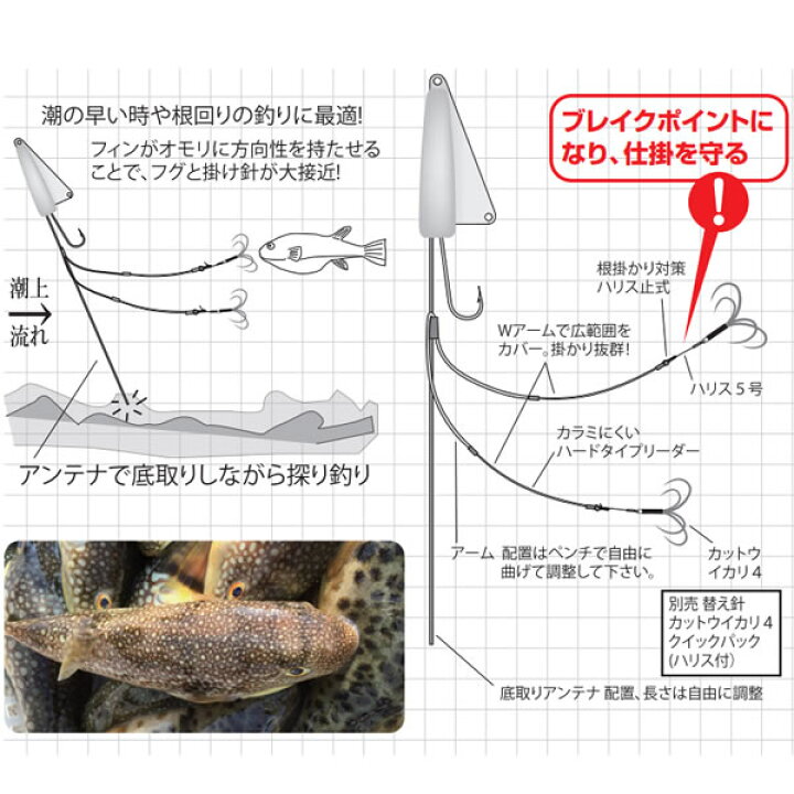 楽天市場 ヤマワ カットウフィンオモリwアーム完全仕掛 30号 フグ カットウ仕掛け フィッシング遊