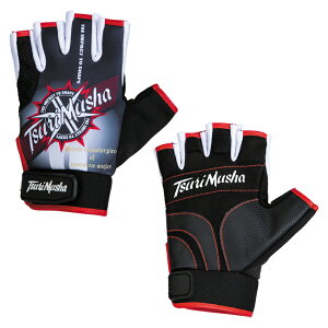 釣武者 アーミーエンブレムグローブ 5本カット レッド (フィッシンググローブ) ゆうパケット可