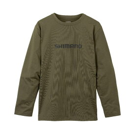 シマノ ドライロゴTシャツ ロングスリーブ カーキ SH-022W (フィッシングTシャツ 長袖 吸水速乾 UVカット)