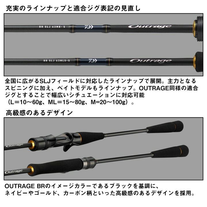 楽天市場】ダイワ アウトレイジ BR SLJ 63MLB-S (Daiwa ジギングロッド 