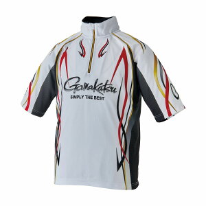 がまかつ 2WAY プリントジップシャツ半袖 ホワイト GM3735 (フィッシングシャツ Tシャツ 父の日)