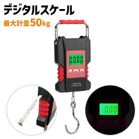 デジタルスケール メジャー付き LED 液晶 バックライト 電子吊り量り 計測 測定 荷物 ハカルドG