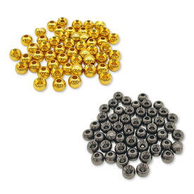 フライタイイングビーズ 丸型 標準穴タイプ ゴールド ブラックニッケル 9サイズ 大容量 釣具 オルルド釣具 釣り具 釣り