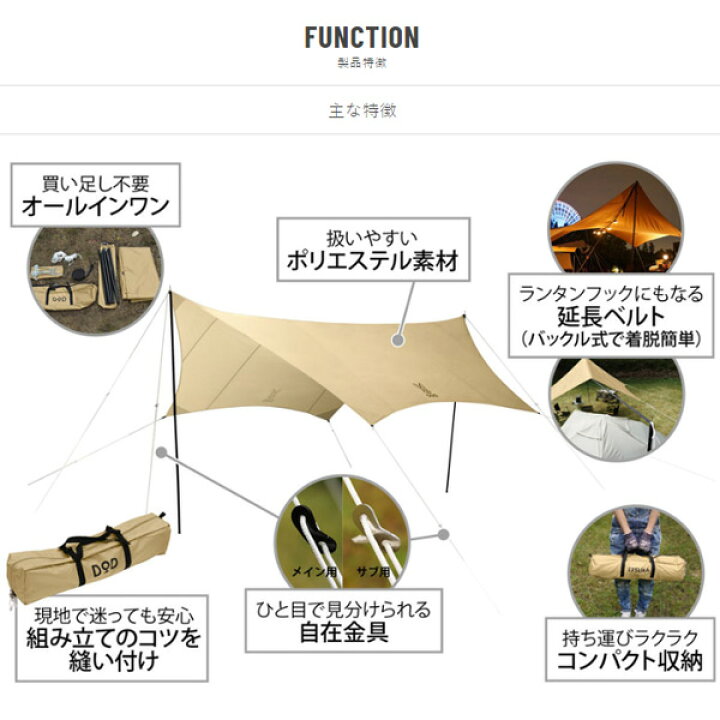 楽天市場】【DODお得セット】ワンポールテントM＆いつかのタープセット 