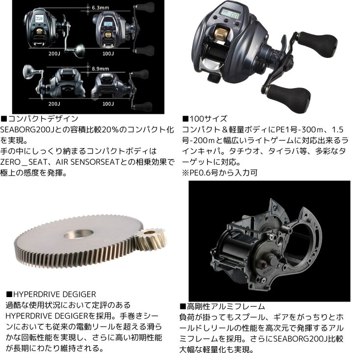楽天市場】24 シーボーグ #100J(右巻き) PE1.5号-200mリールに巻いて 