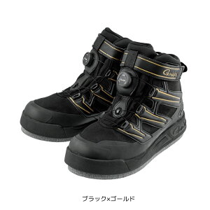 GM4550 Gスペック フェルトスパイクシューズ(パワータイプ) #SSサイズ(22.5〜23.0cm) #ブラック×ゴールド (がまかつ) 2025年新製品