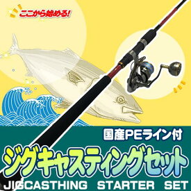 ショアジギング入門セット ロッド・国産PEライン付きリール(ラティアス)セット