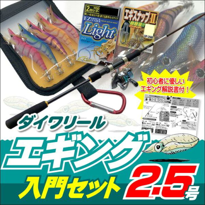 楽天市場】エギング入門セット ロッド・ダイワリールPEライン付き 