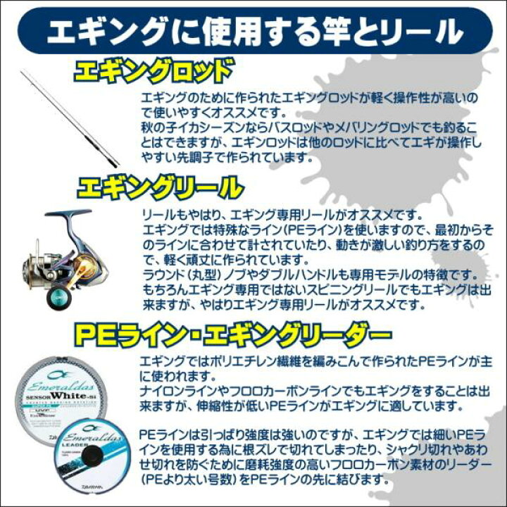 楽天市場】エギング入門セット ロッド・ダイワリールPEライン付き 