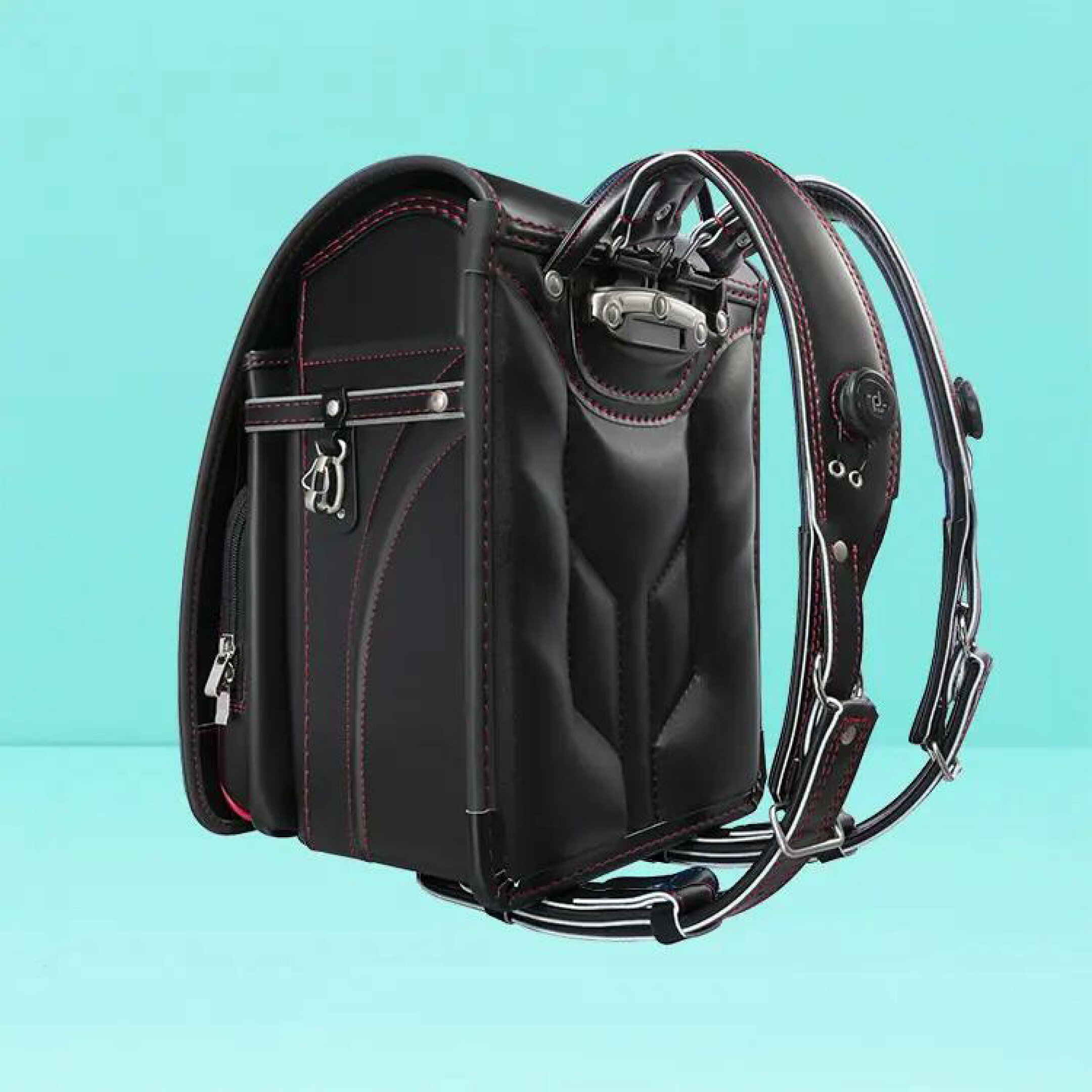 くるくるフィット 安ピカッ クロ×アカステッチ