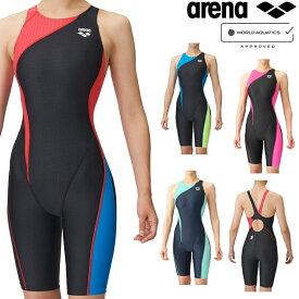 アリーナ ARENA 競泳水着 レディース WORLD AQUATICS承認 レーシングスパッツ オープンバック オールインワン AQUA RACING AQUA STRIPE-D FAR-3553W