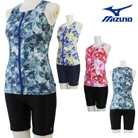 ミズノ MIZUNO 別注オリジナル フィットネス水着 レディース セパレーツ セパレート ファスナー付き 袖なし パッド付き N2JGB835