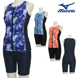 ミズノ MIZUNO 別注オリジナル フィットネス水着 レディース セパレーツ セパレート ファスナー付き 袖なし パッド付き N2JGB838