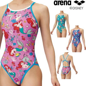アリーナ ARENA 競泳水着 練習用水着 レディース トレーニングワンピース オープンバック ディズニー『リトル・マーメイド』"アリエル" タフスーツ タフスキンEP 競泳練習水着 2025年春夏モデル AS5SWM56L