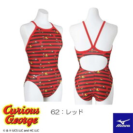 ミズノ MIZUNO 競泳水着 練習用水着 レディース エクサースーツ ミディアムカット EXER SUITS U-Fit おさるのジョージ 競泳練習水着 2024年秋冬追加企画モデル N2MAB799