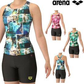 【お買い物マラソン期間中P5倍★11/11 1:59迄】アリーナ ARENA フィットネス水着 レディース フィットネスセパレーツ Yバック ミドルレッグ 差し込みパッド パッド付き ダブルエステル 2025年秋冬モデル WAVES AS5FWF51L