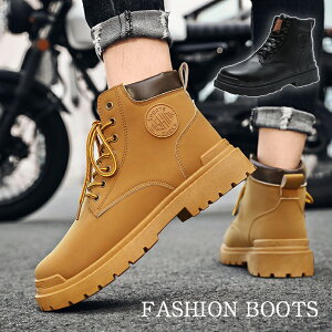 スニーカー ブーツ 厚底 メンズ 秋 ワークブーツ メンズ かっこいい イエローブーツ おしゃれ ショートブーツ ジュニア サイドジップ スエード シューズ メンズ ハイカット マウンテンブー