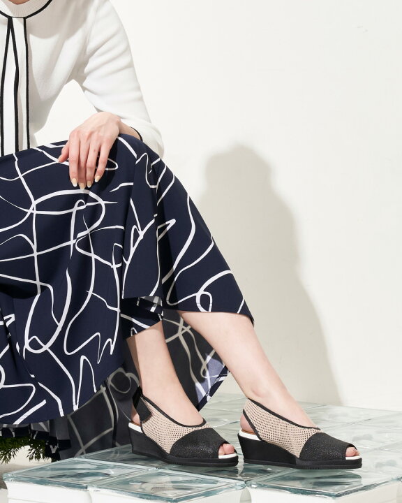 外反母趾 靴 おしゃれ しなやかウェッジニットサンダル ウェッジヒール コンフォートシューズ サンダル レディース 直送商品 しなやかウェッジニット サンダル