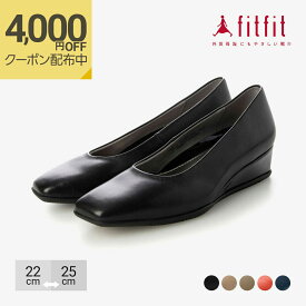 【最大4,000円OFFクーポン！4/24 17:00～】外反母趾 靴 フィットフィット fitfit スクエアトゥウェッジパンプニーカー パンプス レディース おしゃれ ウェッジソールパンプス