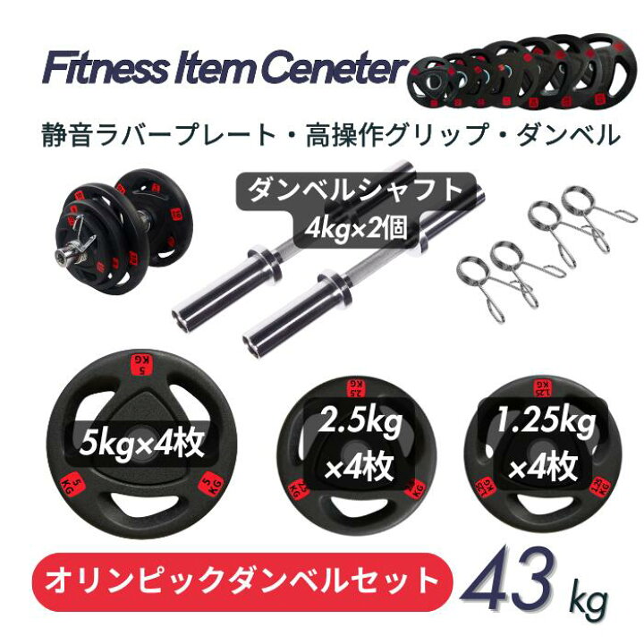 楽天市場】□パーソナルジムに続々導入□ラバー ダンベル43KGセット 