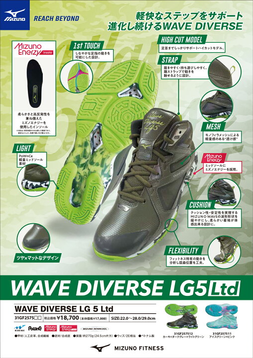 楽天市場】ミズノ ウエーブダイバースLG5リミテッド カーキ 