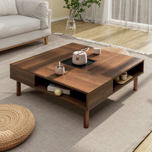 WAMPATローテーブル センターテーブル 正方形 木制 コーヒーテーブル ちゃぶ台 座卓 コンパクト収納 隠し収納スペース付き リビング用テーブル 幅80×奥行80cm×高さ33cm おしゃれ 大きめ ウォー