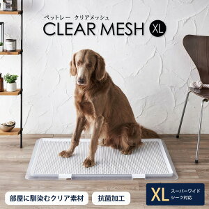 犬 トイレ トレー ペットレー クリアメッシュ XLサイズ 大型犬 おしゃれ トイレトレー 透明 メッシュ ペットトレー シンプル 子犬 シニア 高齢犬 ボンビアルコン スーパーワイドシーツ対応