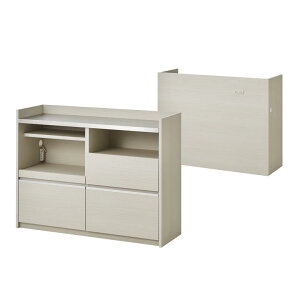 食器棚 ロータイプ キッチンカウンター 120cm幅 間仕切り おしゃれ キッチン収納 モダン カウンター収納 白 日本製 幅120 コンセント付き モイス ステンレス天板 ポストフォーム アルミ取手 対