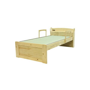 シングルベッド ベッド 木製ベッド ガード付き ベッドフレーム 4段階 高さ調整可 手すり 2本付き 2口コンセント 棚付 すのこ LVL ポプラ パイン 木製 選べる2色 ダークブラウン ナチュラル お