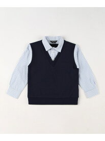【SALE／10%OFF】フェイクレイヤードシャツ(100-130cm) COMME CA ISM コムサイズム トップス シャツ・ブラウス ネイビー【RBA_E】【送料無料】[Rakuten Fashion]