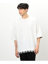 オンブレチェック 布帛コンビTシャツ COMME CA ISM コムサイズム トップス カットソー・Tシャツ ブラック ホワイト[Rakuten Fashion]