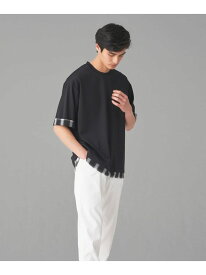 オンブレチェック 布帛コンビTシャツ COMME CA ISM コムサイズム トップス カットソー・Tシャツ ブラック ホワイト[Rakuten Fashion]