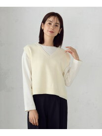 【SALE／50%OFF】?ネックニットベスト COMME CA ISM コムサイズム トップス ベスト・ジレ グレー ホワイト ネイビー グリーン【RBA_E】[Rakuten Fashion]
