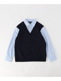 フェイクレイヤードシャツ (100-130cm) COMME CA ISM コムサイズム トップス シャツ・ブラウス ブラック ブルー【送料無料】[Rakuten Fashion]