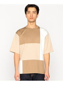 【SALE／33%OFF】パッチワークデザイン クルーネック Tシャツ COMME CA ISM コムサイズム トップス カットソー・Tシャツ ブルー グレー ベージュ グリーン【RBA_E】[Rakuten Fashion]